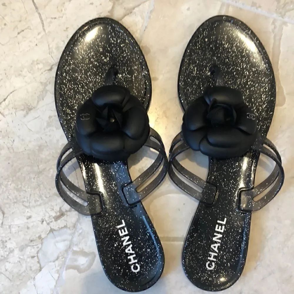 Chanel Camelia flip flop jelly sandal sz 40